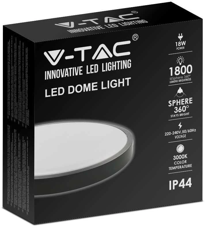 Sieninis šviestuvas 18W LED paviršinis šviestuvas, juodu korpusu, 4000K, IP44