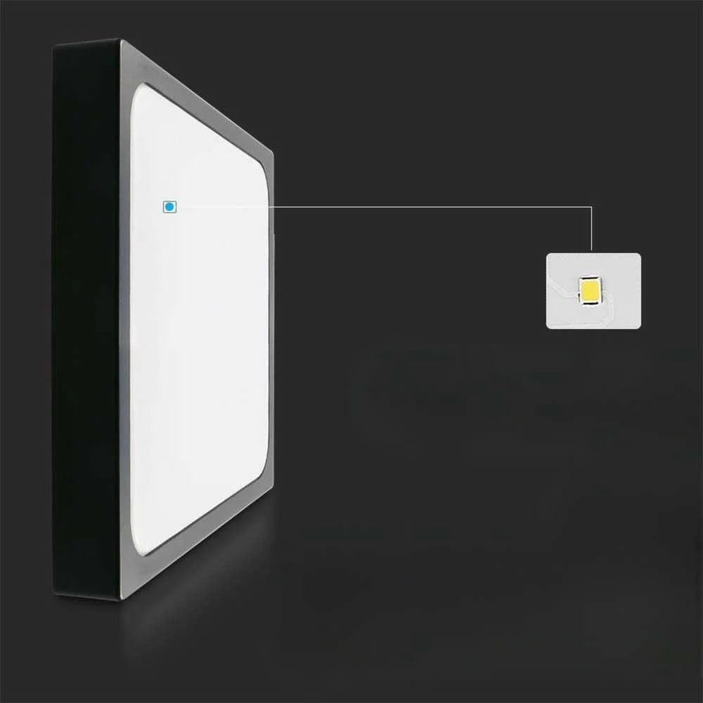 Lubinis šviestuvas V-tac 18W LED paviršinis šviestuvas, juodu korpusu, 4000K, IP44