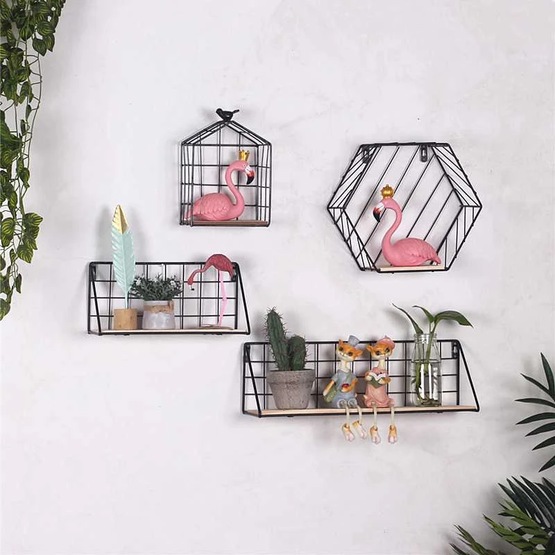 Metalinė siena lentyna LOFT 45 x 13,5 cm - juoda
