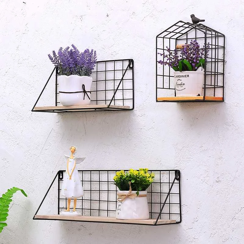 Metalinė siena lentyna LOFT 45 x 13,5 cm - juoda