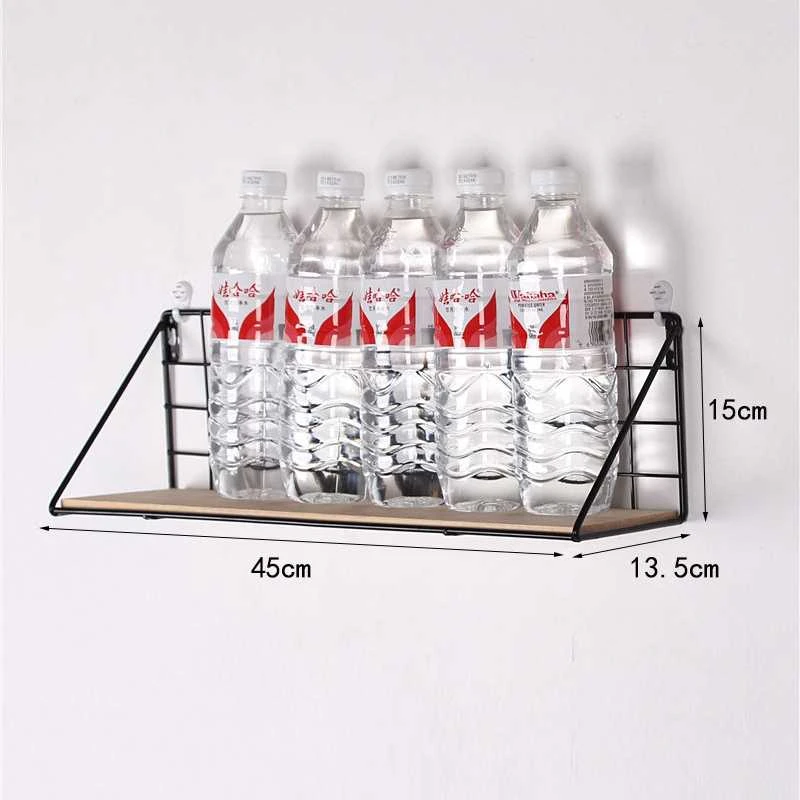 Metalinė siena lentyna LOFT 45 x 13,5 cm - juoda