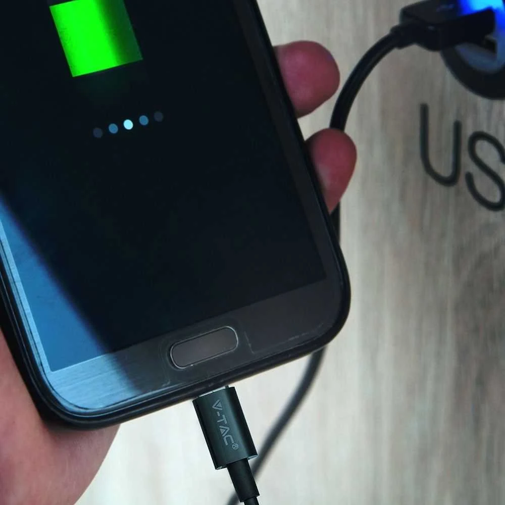1m mikro USB laidas, juodas, TPE.