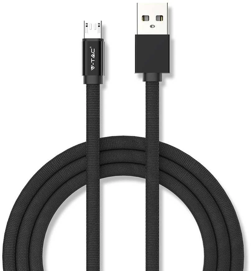 V-tac 1m mikro USB laidas, juodas, laido tipas : medvilninis audinys