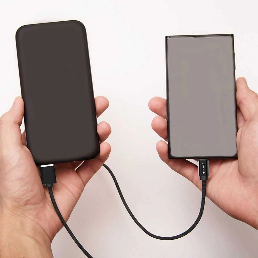 V-tac 1m mikro USB laidas, juodas, laido tipas : medvilninis audinys
