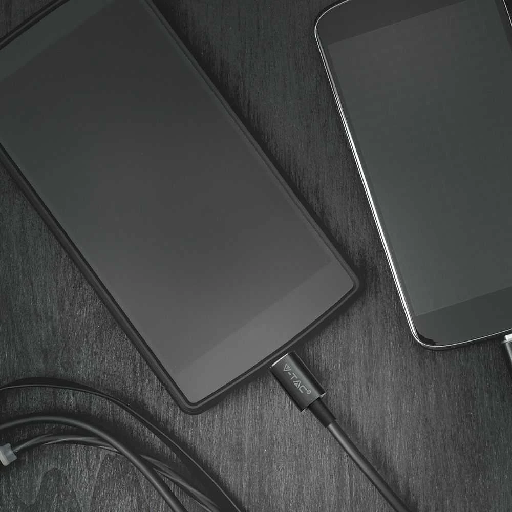 1m mikro USB laidas, juodas, TPE.