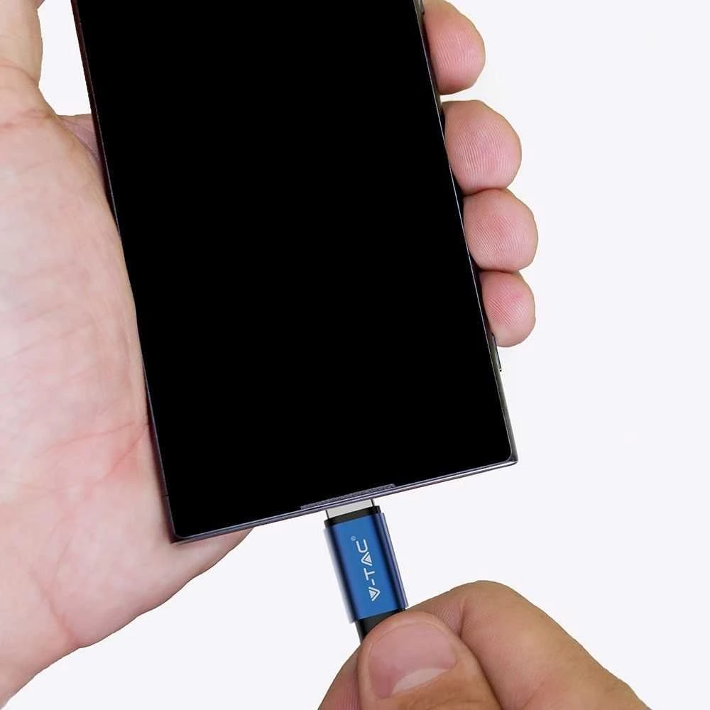 V-tac 1m mikro USB laidas, mėlynas, laido tipas- medvilninis audinys
