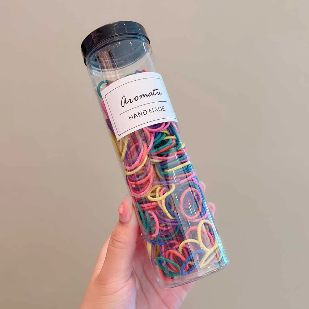 Elastinės gumelės plaukams 300 vnt. - pastelinių spalvų mišinys