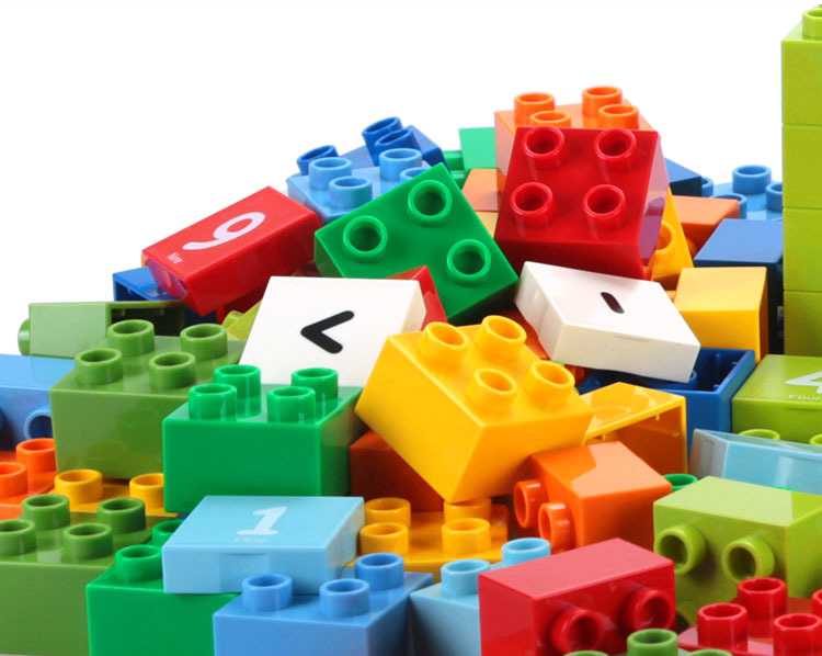 Plastikinių blokų rinkinys (56 blokai + 10 kortelių)