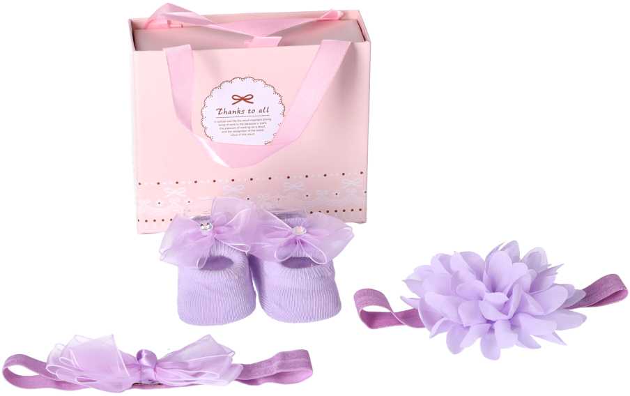 Kūdikių 3in1 dovanų rinkinys - violetinis