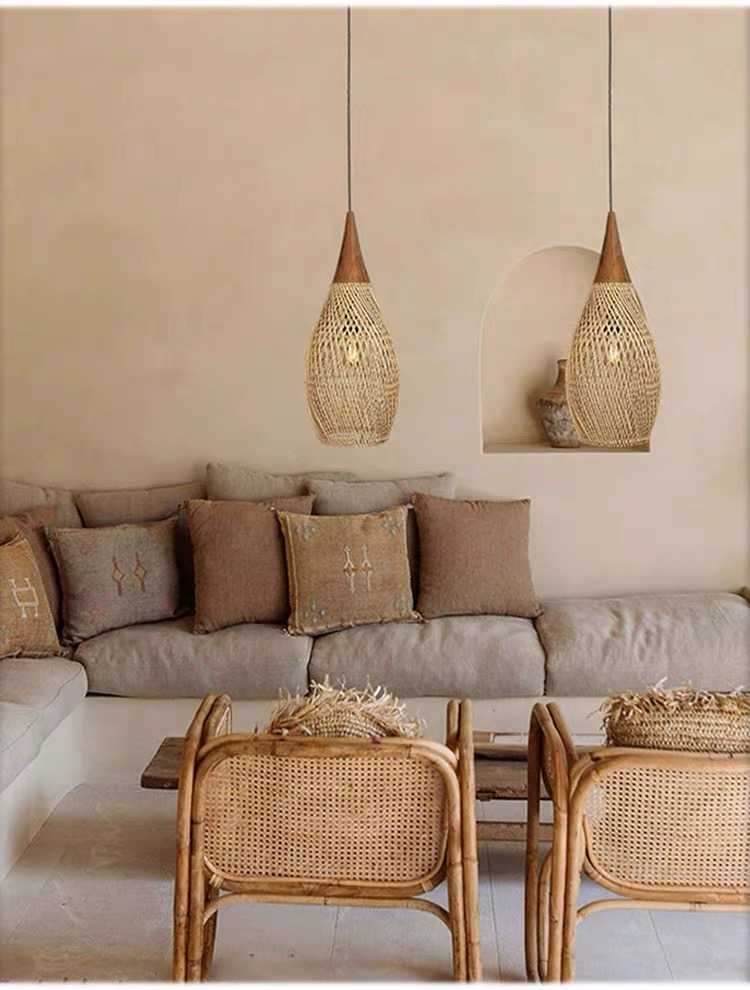 Pakabinamas šviestuvas Pristatomas Rattan pakabos šviestuvas 35 cm Natūralios spalvos