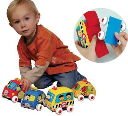 K's Kids Automobilis su traukos mechanizmu - Mokyklinis Autobusas ir Gaisrininkų Valtis