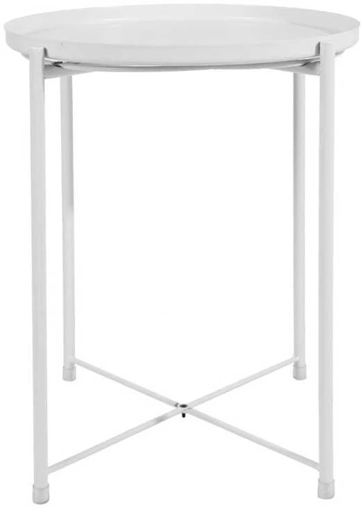 Metalinis apvalus stalas Loft stiliaus - baltas