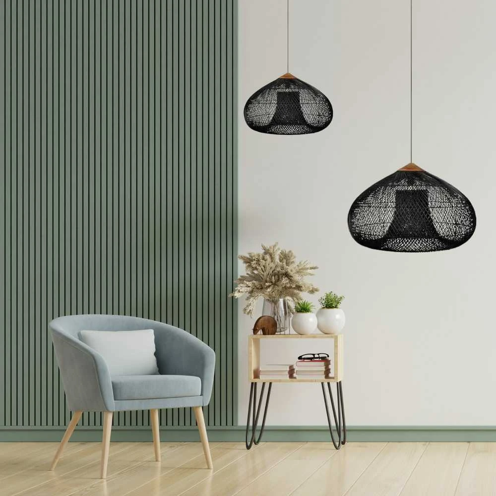 Pakabinamas šviestuvas Natūrali pakabinta lempa iš rotango - 40 cm - Juoda