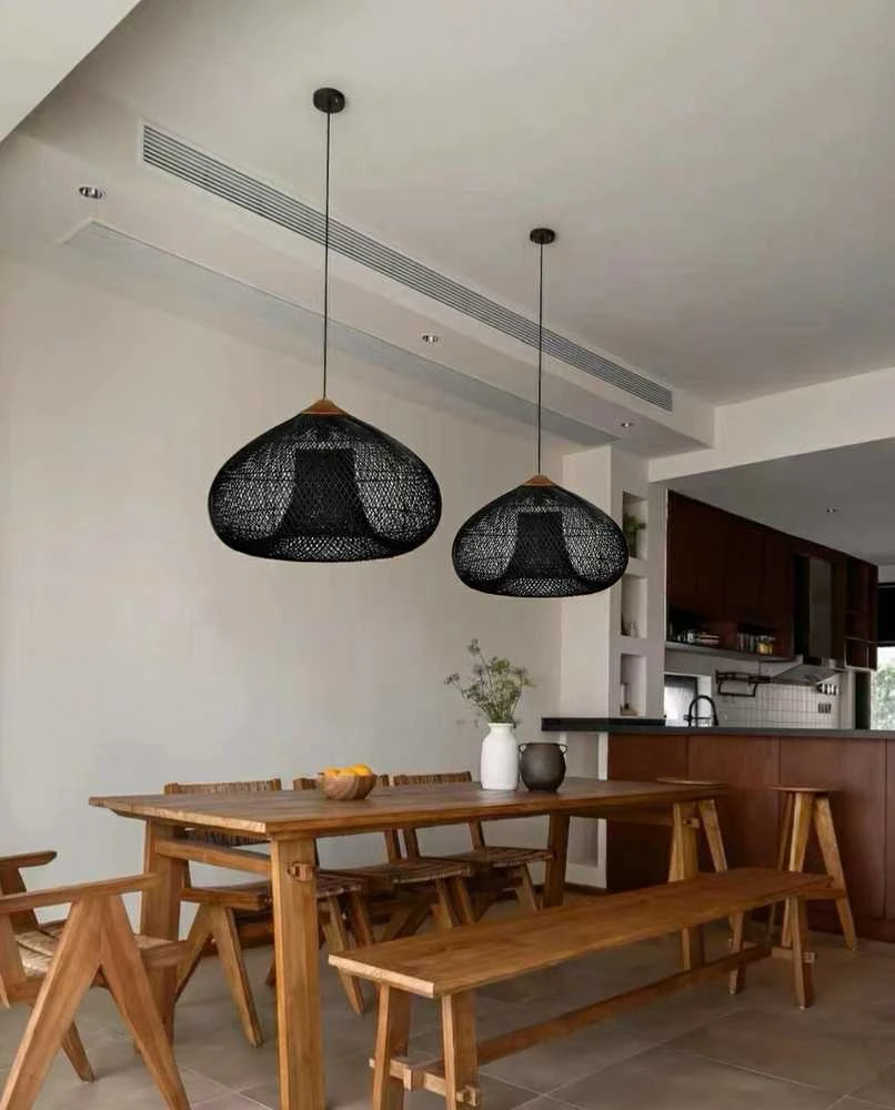 Pakabinamas šviestuvas Natūrali pakabinta lempa iš rotango - 40 cm - Juoda