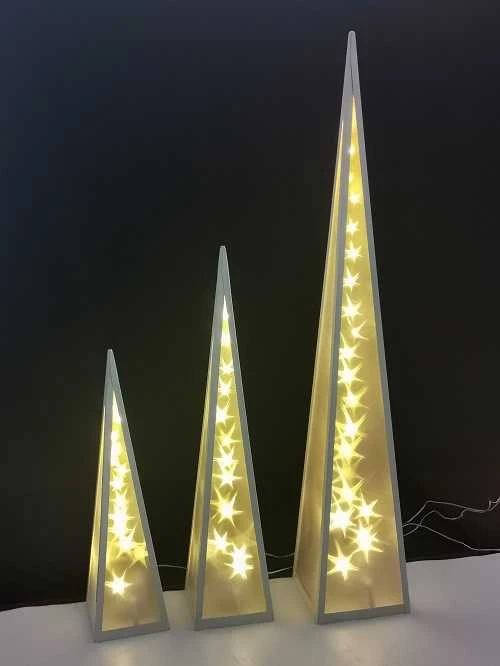 Piramida LED Dekoracija 16x16x90cm Šiltai Balta