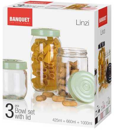 BANQUET Stikliniai indeliai 3vnt, žali, 425/660/1000 ml
