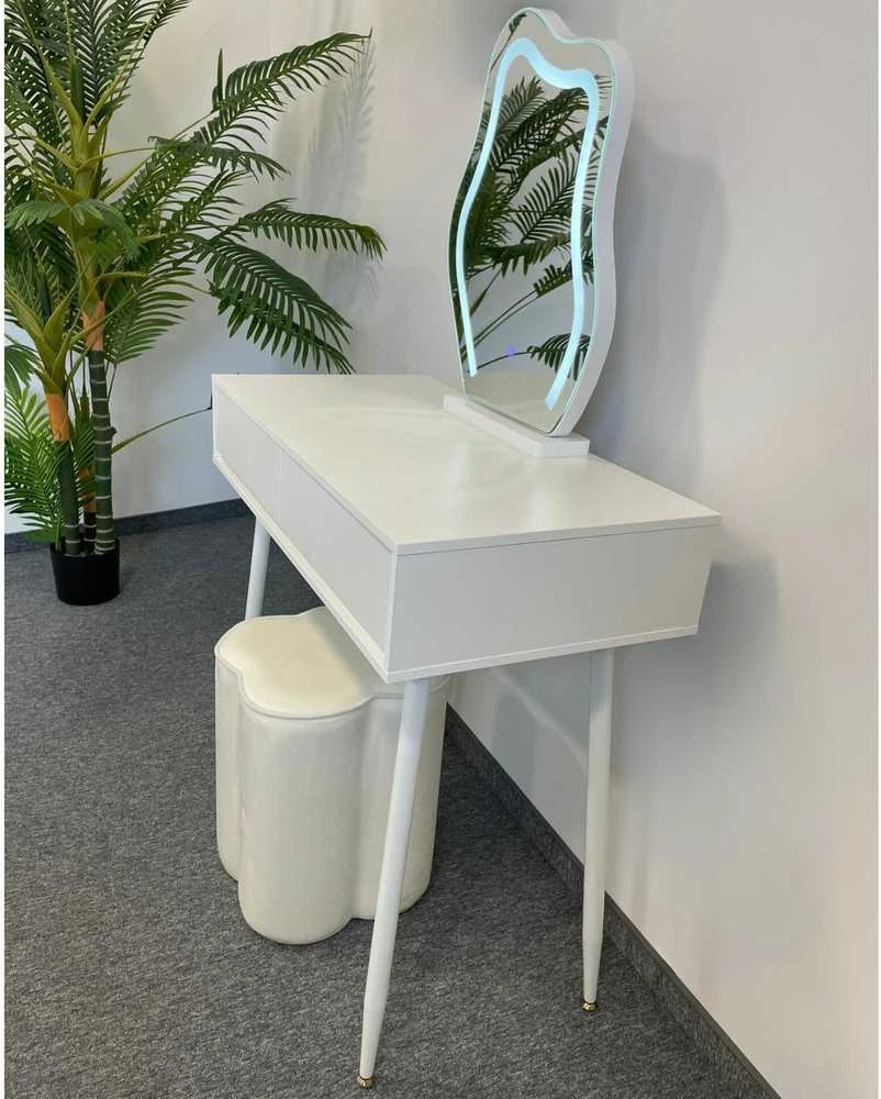 Prancūziško stiliaus tualetinis stalas / baldų komplektas, 100 cm - balta