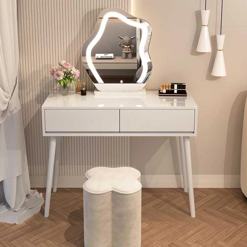 Prancūziško stiliaus tualetinis stalas / baldų komplektas, 100 cm - balta
