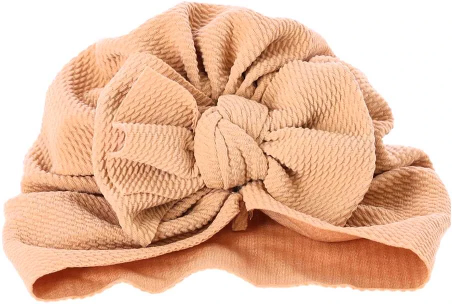 Turbanas kūdikiams su kaspinu - šviesiai rudas