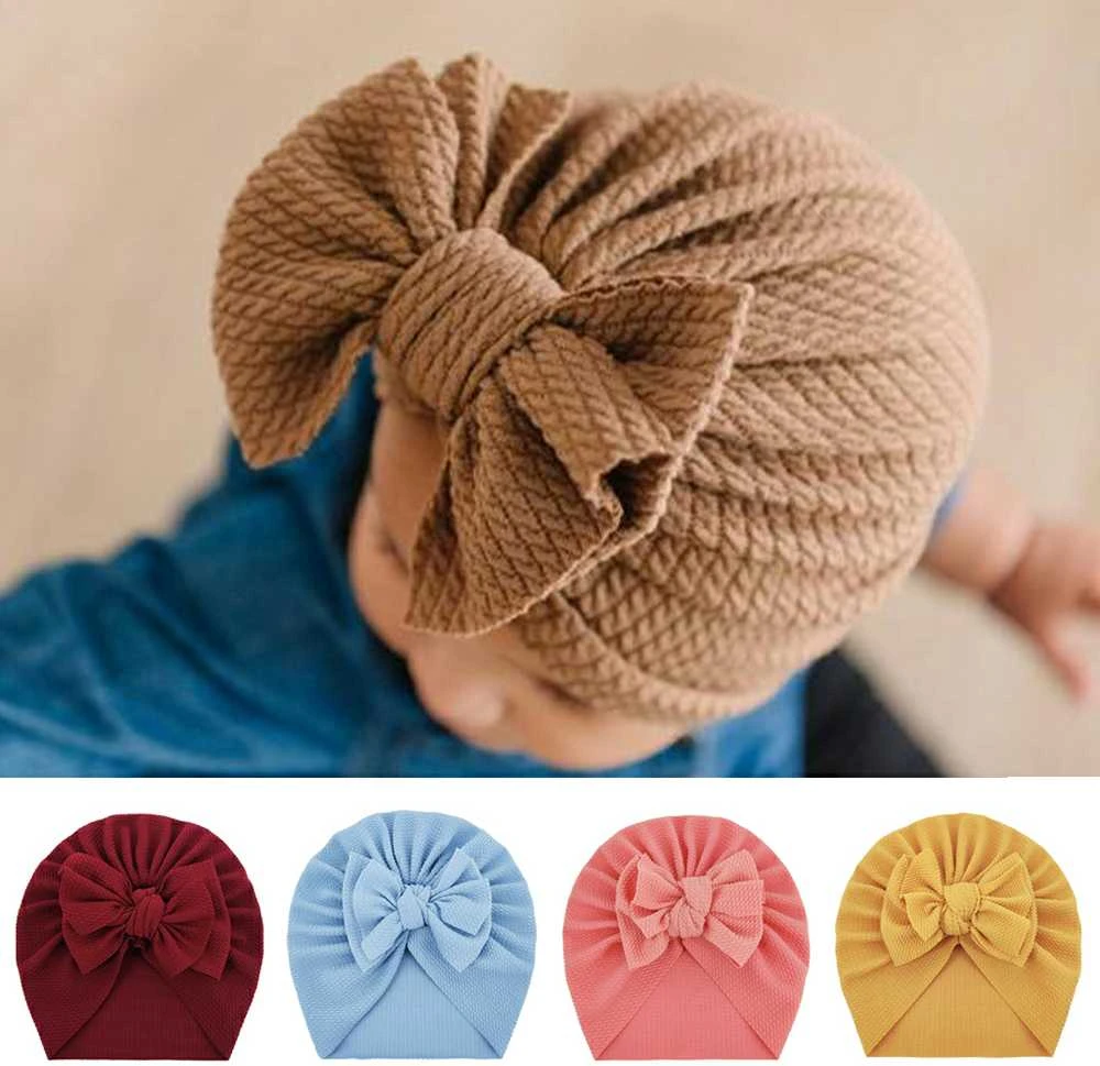 Kūdikių turbanas su kaspinu, mergaičių skrybėlė - rožinė