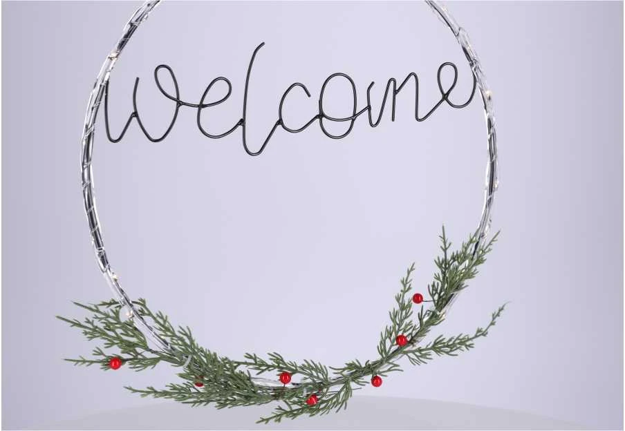 Pakabinamas šviestuvas LED Wianek 'WELCOME' 40 cm Šiltai balta