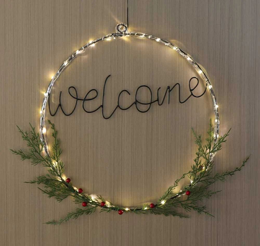 Pakabinamas šviestuvas LED Wianek 'WELCOME' 40 cm Šiltai balta