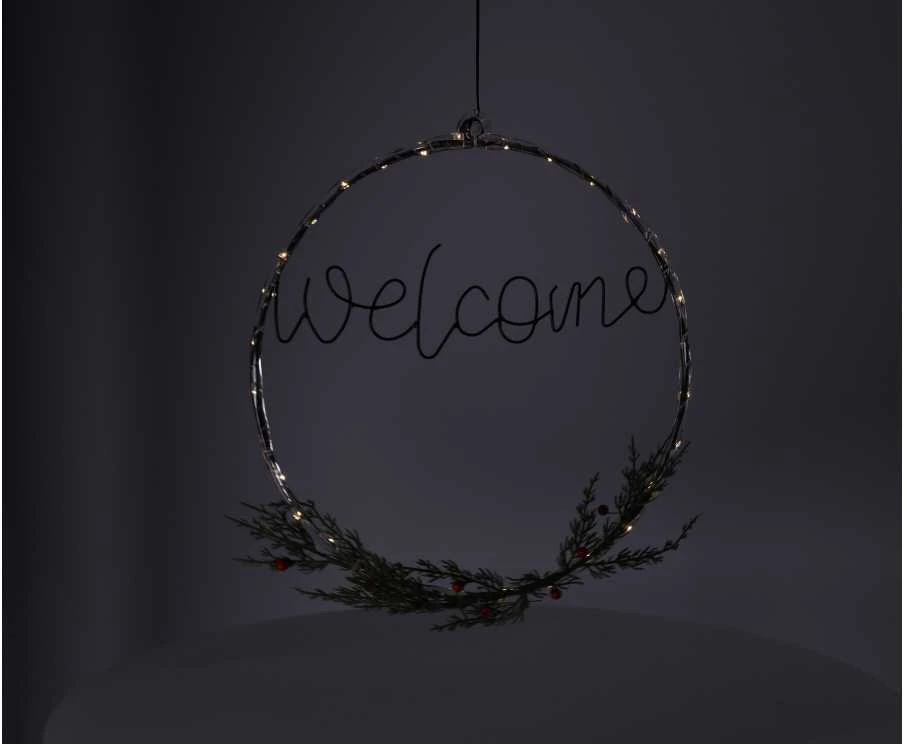 Pakabinamas šviestuvas LED Wianek 'WELCOME' 40 cm Šiltai balta