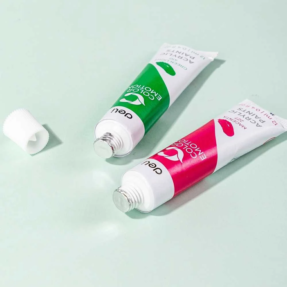 Akriliniai dažai DELI, 12 spalvų, 12ml tūbelėse