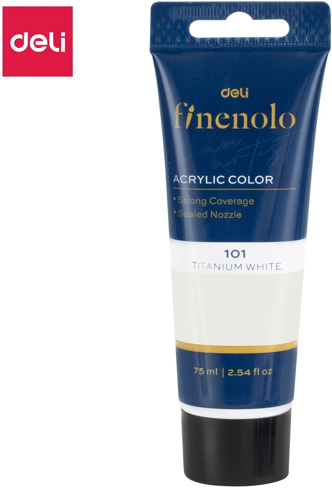 Akriliniai dažai DELI Finenolo 75ml, baltos spalvos