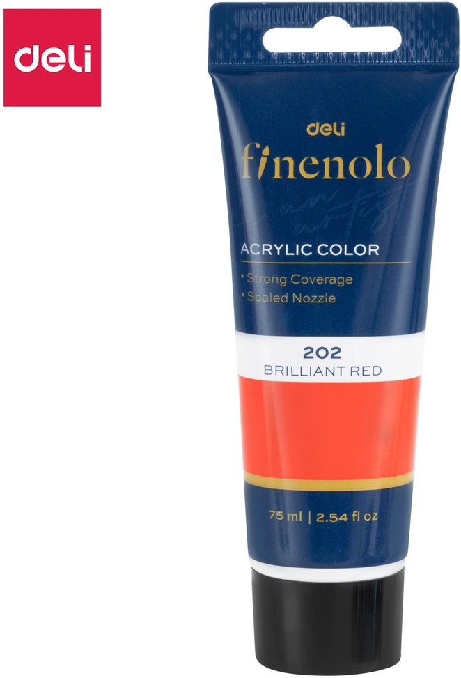 Akriliniai dažai DELI Finenolo 75ml, blizgančios raudonos spalvos