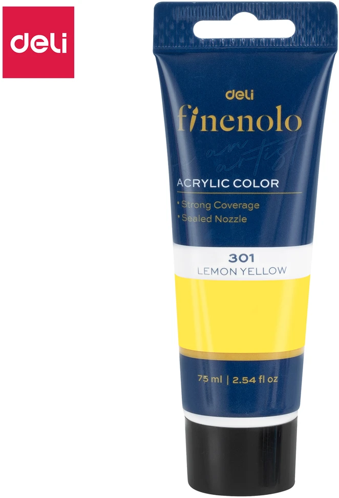 Akriliniai dažai DELI Finenolo 75ml, citrinų geltonumo