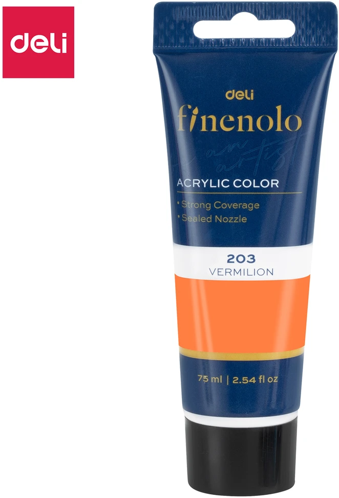 Akriliniai dažai DELI Finenolo 75ml, vermilijono spalvos