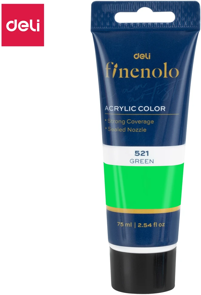 Akriliniai dažai DELI Finenolo 75ml, žalios spalvos