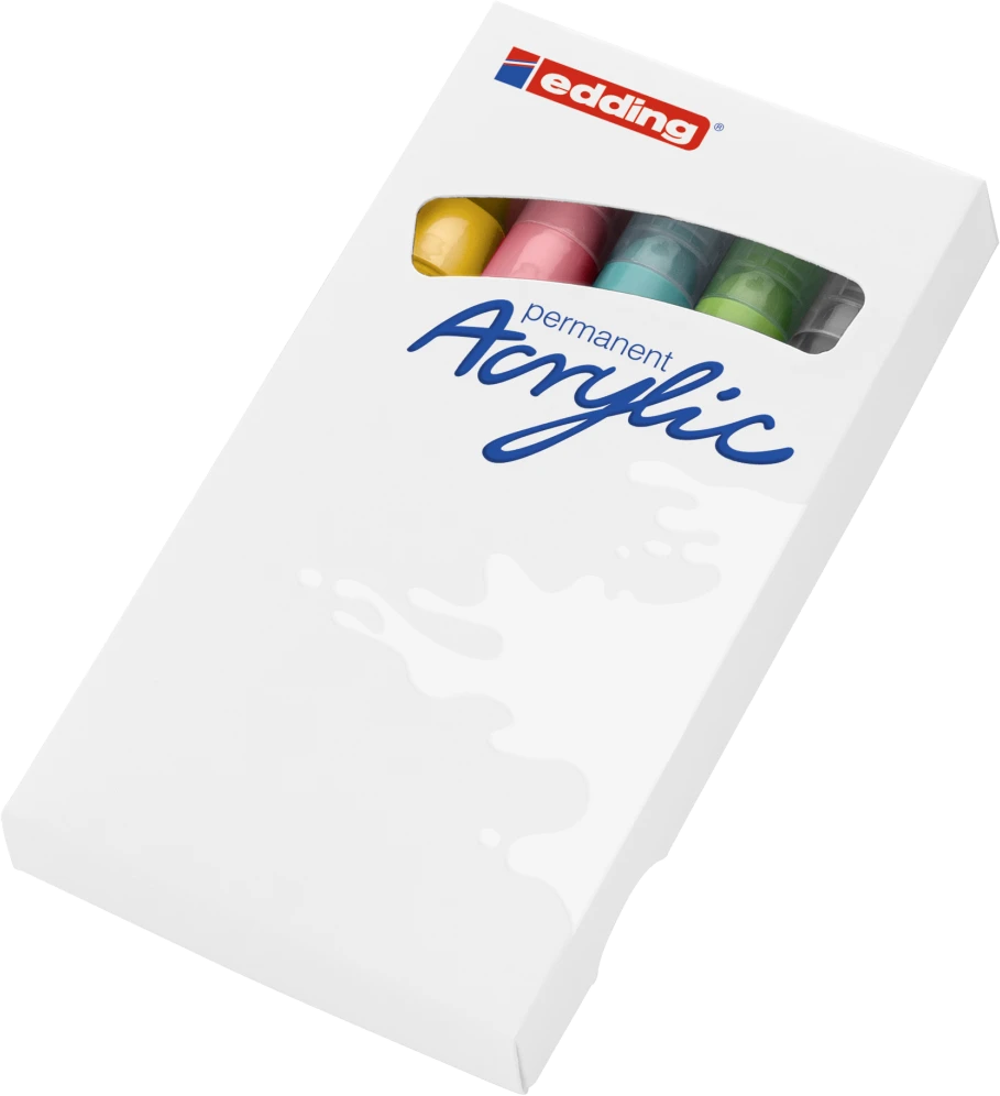Akriliniai žymekliai edding 5100, pastelinių spalvų, 5 vnt.