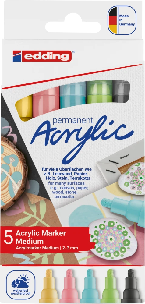 Akriliniai žymekliai edding 5100, pastelinių spalvų, 5 vnt.