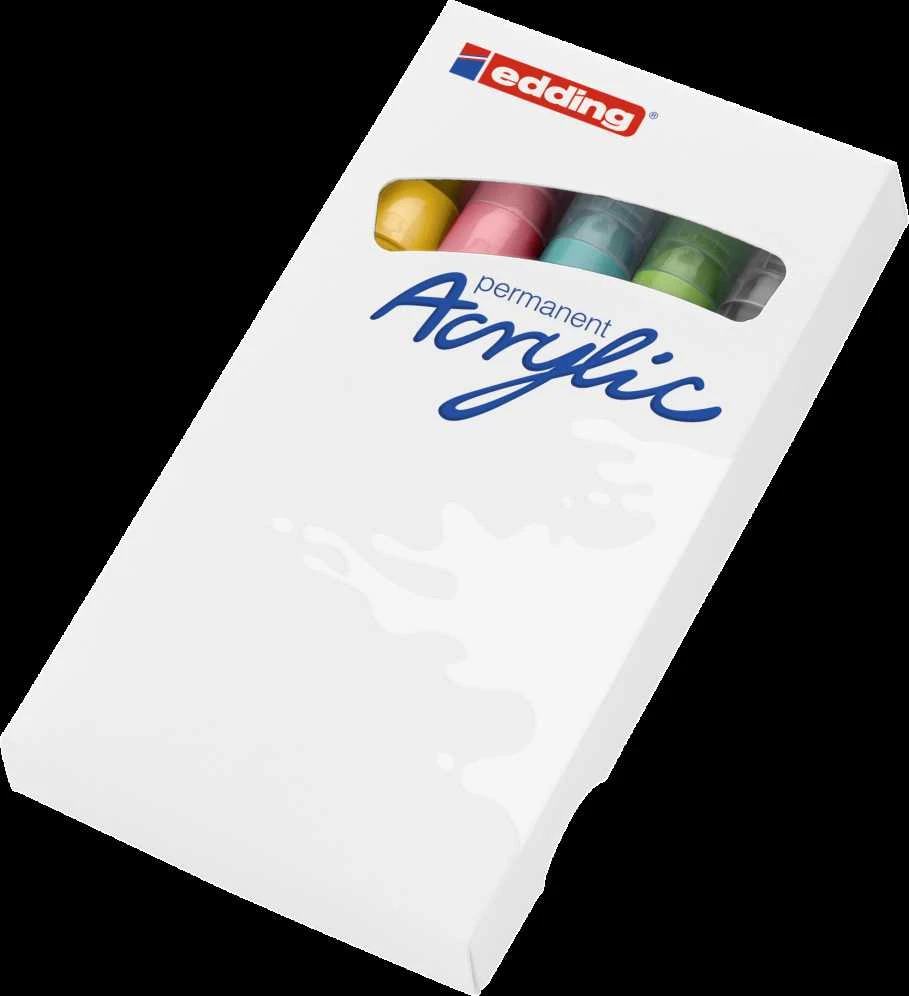 Akriliniai žymekliai edding 5100, pastelinių spalvų, 5 vnt.