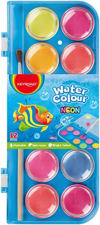 Akvareliniai dažai Keyroad, 12 neoninių spalvų