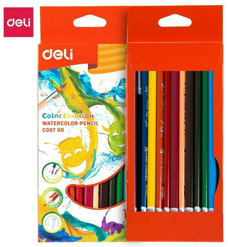 Akvareliniai pieštukai DELI EC00700, 12 spalvų
