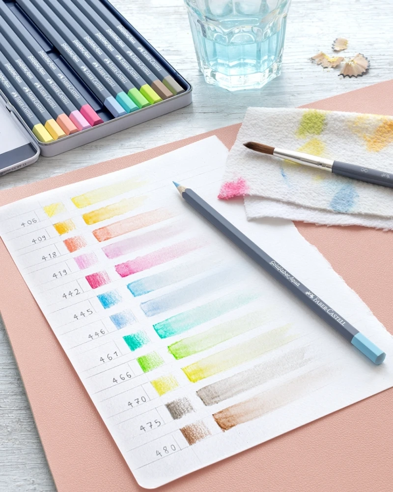 Akvareliniai pieštukai Faber-Castell Goldfaber Aqua Creative Studio, 12 pastelinių spalvų