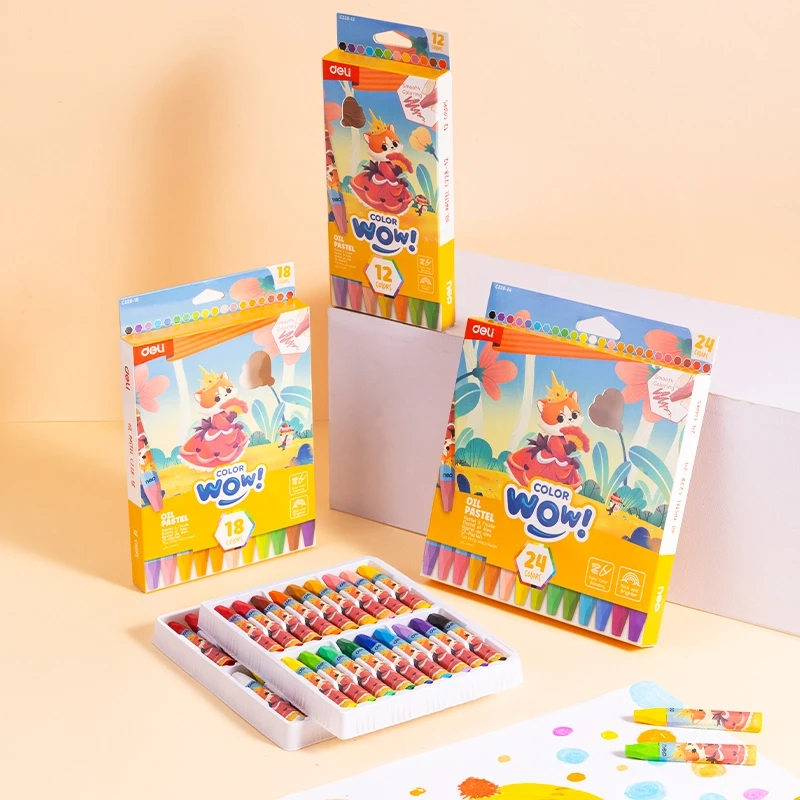 Aliejinės pastelės DELI ColorWow 24 spalvų