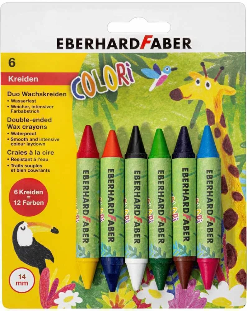 Vaškinės kreidelės EberhardFaber, Colori Duo, 6 spalvų