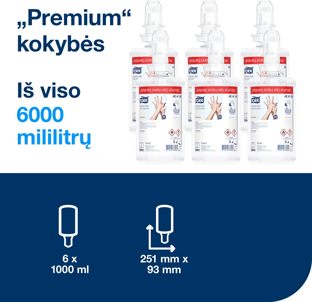 Gelinis rankų dezinfekantas TORK, alkoholinis, S4, 1 vnt., 424105