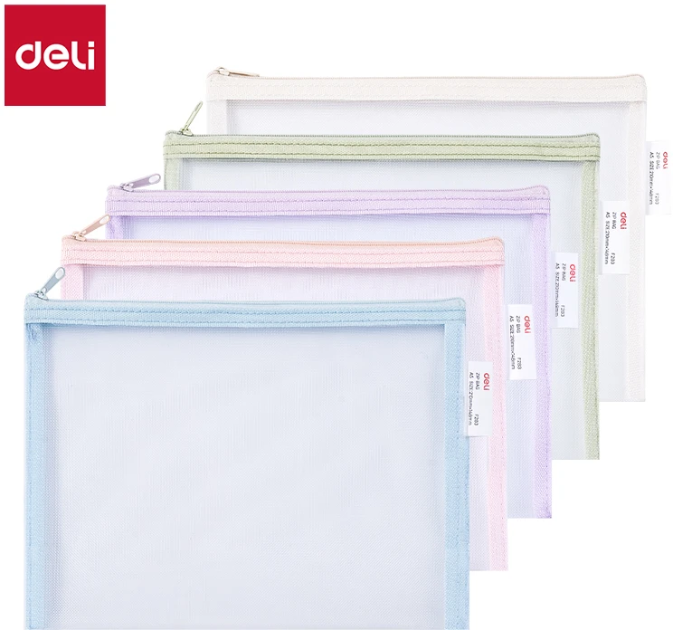 Aplankas-kišenėlė DELI A5, su užtrauktuku, pastelinių spalvų