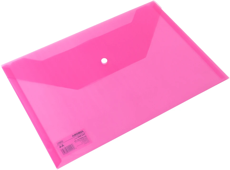 Aplankas-vokas DELI 10442, A4 su spaustuku, plastikinis, rožinės spalvos