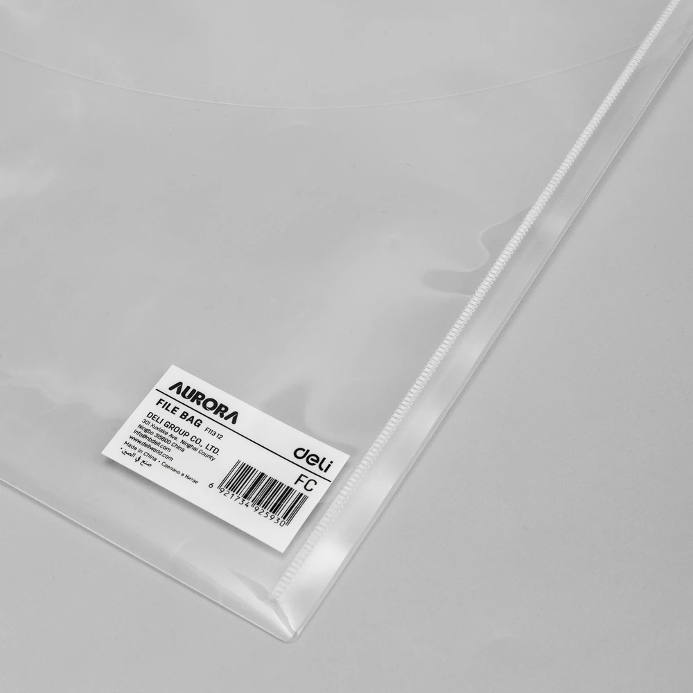 Aplankas-vokas DELI 11312 FC (241x372mm) su spaustuku, skaidrus