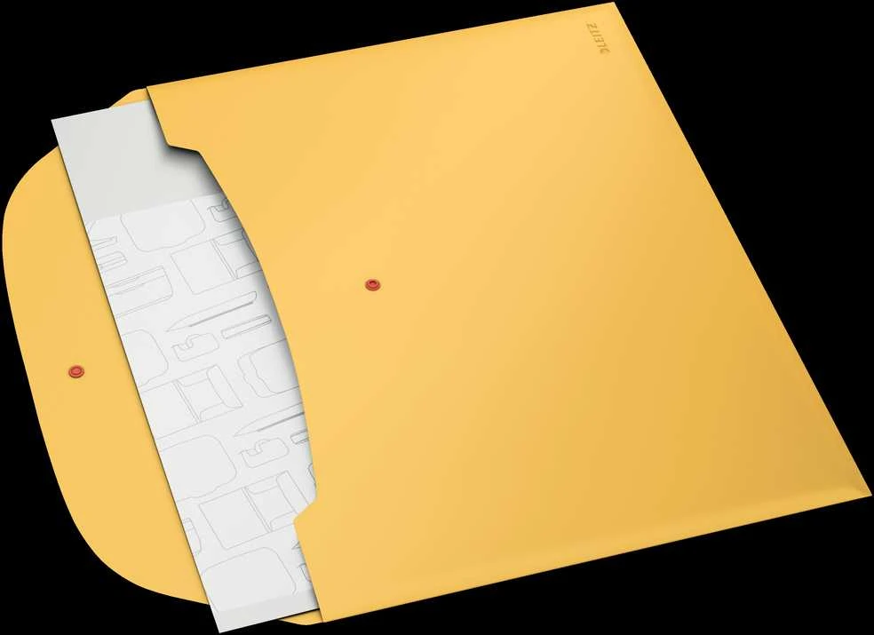 Aplankas vokelis Leitz Cosy Privacy su spaustuku ir 2 kišenėmis, A4, šiltai gelto, 3 vnt.