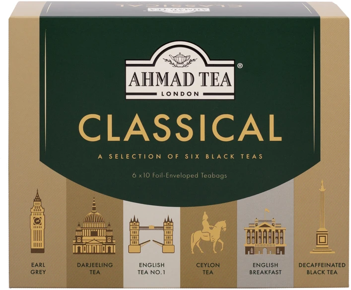 Juodoji arbata AHMAD CLASSICAL SELECTION, vokeliuose, 60 vnt.x 2 g