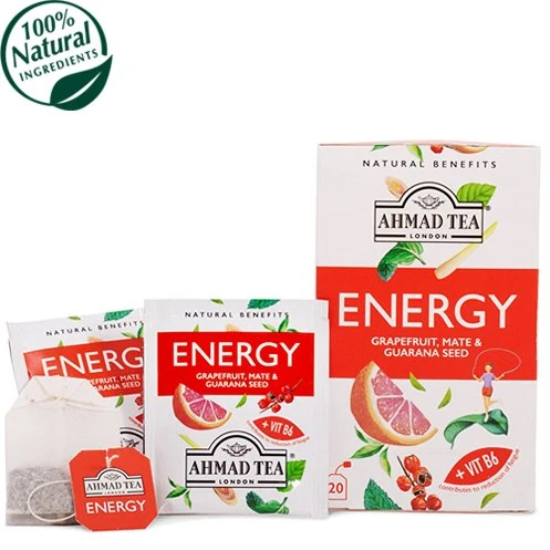 Ahmad Tea Natūrali arbata ''Energy'', vokeliuose, 20 vnt.
