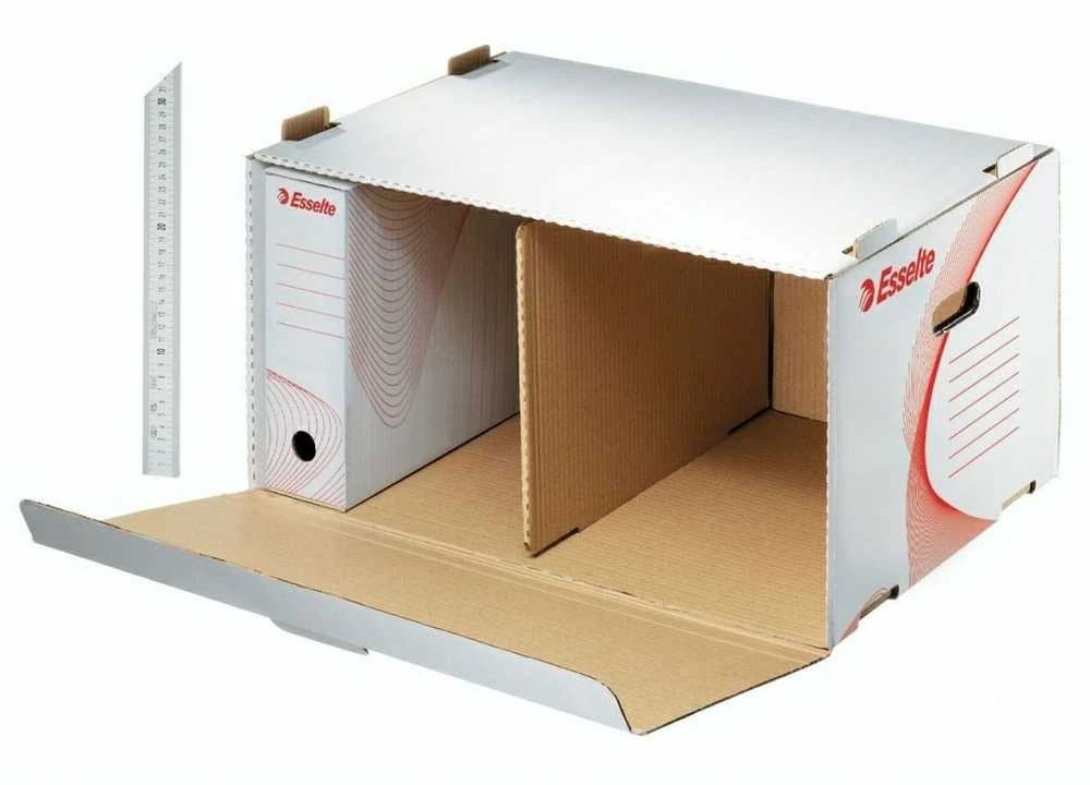 Leitz Archyvinė dėžė Esselte, atidaromas iš šono, baltos-raudonos spalvos