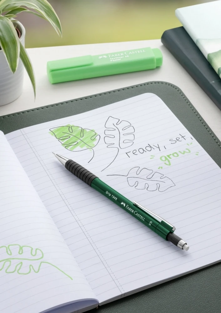 Automatinis pieštukas Faber-Castell Grip 1347, 0.7mm, metalic žalios spalvos